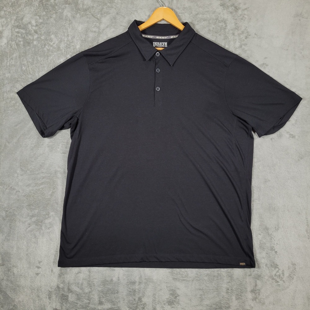 Duluth Trading Polo Shirt Mens XL Black Dry on the Fly Relaxed Fit 60061
